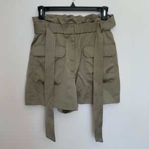 Silk high waisted green cargo shorts